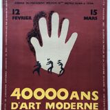 Affiche d'exposition entoilée, 40000 ans d'art moderne au Musée d'art moderne, Paris, 1953
