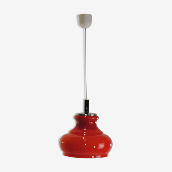 Red opaline pendant light / space age / vintage