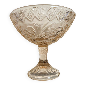 Pink glass footed bowl