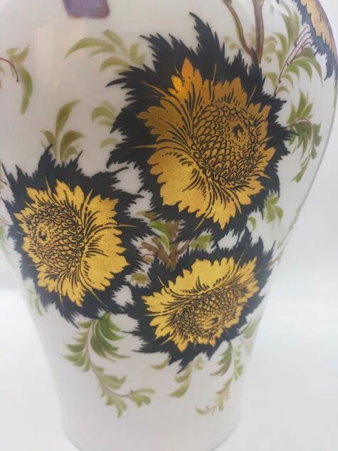 Decorated ceramic vase signed Pecchioli 1950s