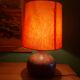 Ceramic (sandstone) lamp from the 50s, 60'S with silk lampshade