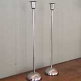 Pair of chrome candlesticks or candelabras - Ikea design from the 90s