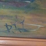 oil on panel twilight on the salt marshes of Brittany signed JDD