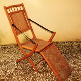 19th-century caned chaise longue in colonial style