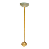 Golden floor lamp with opaline glass lampshade