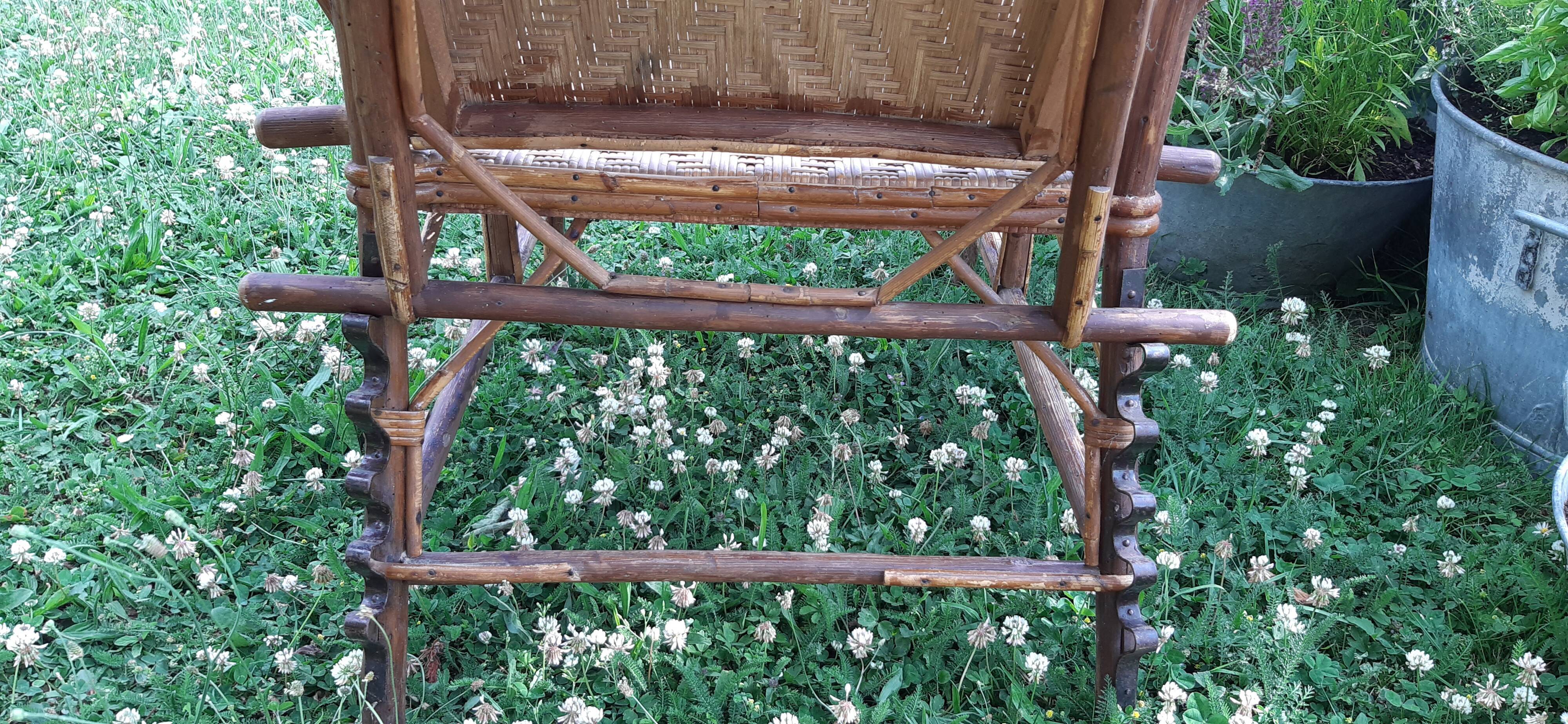 Deck chair in rattan and cannage 1900