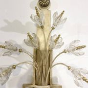 Pair of Silver Wrought Iron And Glass Wall Lights by Banci, Italy, 1940s