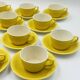 Service 10 tasses jaune Boch Belgique vintage