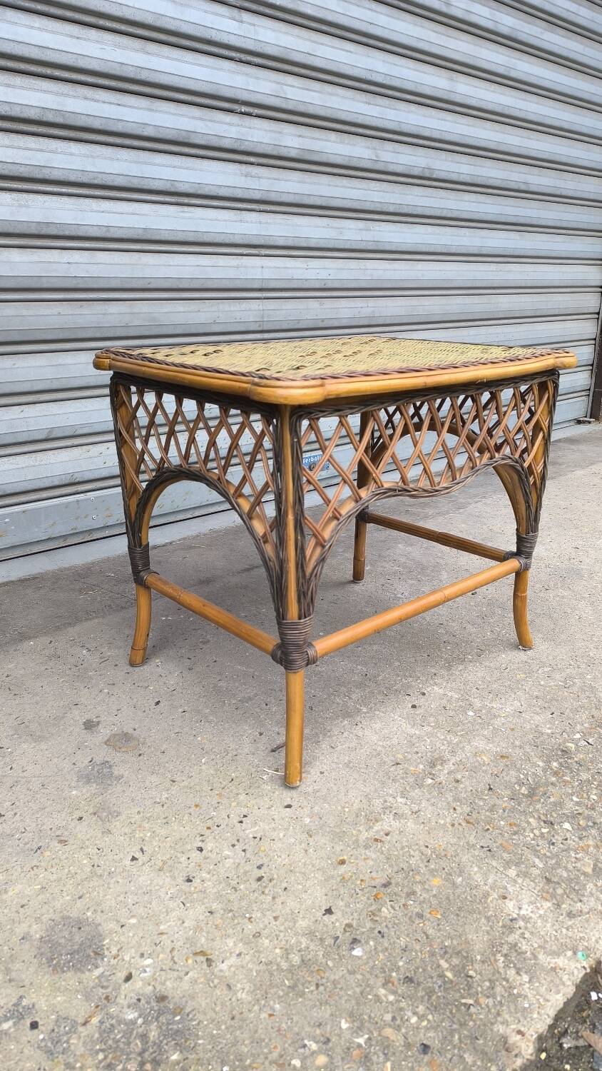 1930s rattan and wicker side table