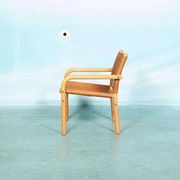 Danish safari chair in beech wood and leather from the 1970s.
