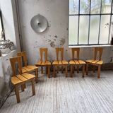 Set of 6 solid oak Seiltz chairs