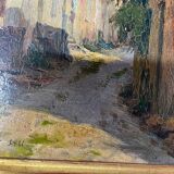 Oil on panel of courregelongue old picturesque street