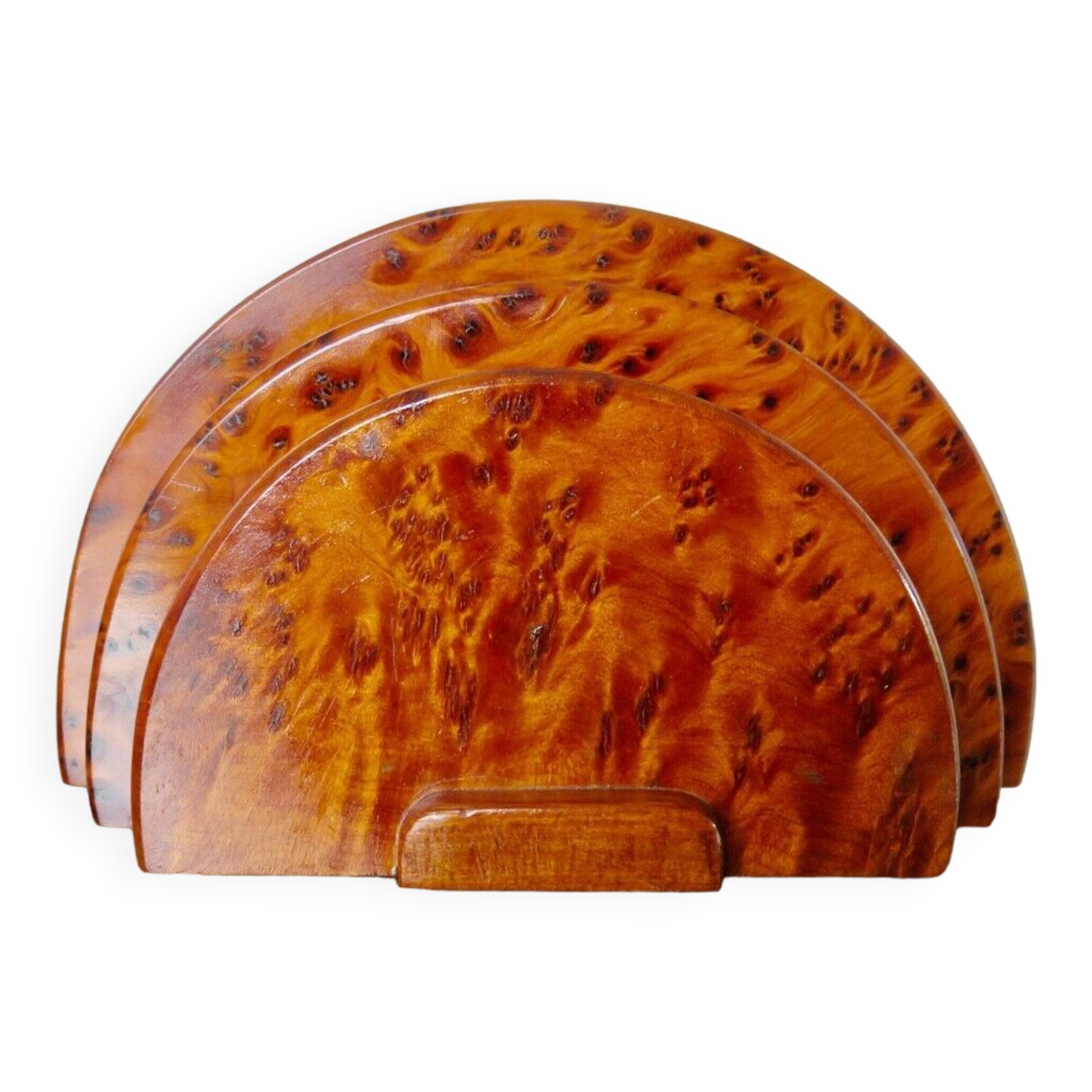 Art deco letter holder in elm burl 1930