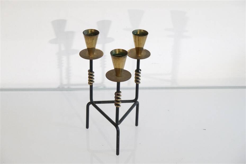 Swedish metal and brass candle holder by Nils Johan 1970