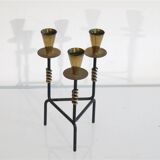 Swedish metal and brass candle holder by Nils Johan 1970