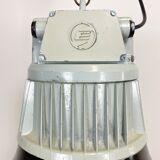 Black enamel industrial pendant light, 1960
