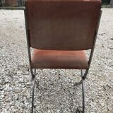 Suite of 4 vintage orange chairs 1970 steel and suede
