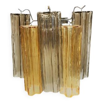 Amber and fume’ “tronchi” murano glass wall sconce