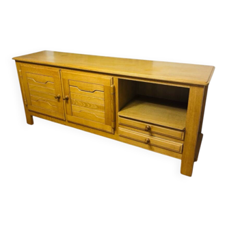 Rare enfilade in solid oak designed by Robert Guillerme & Jacques.