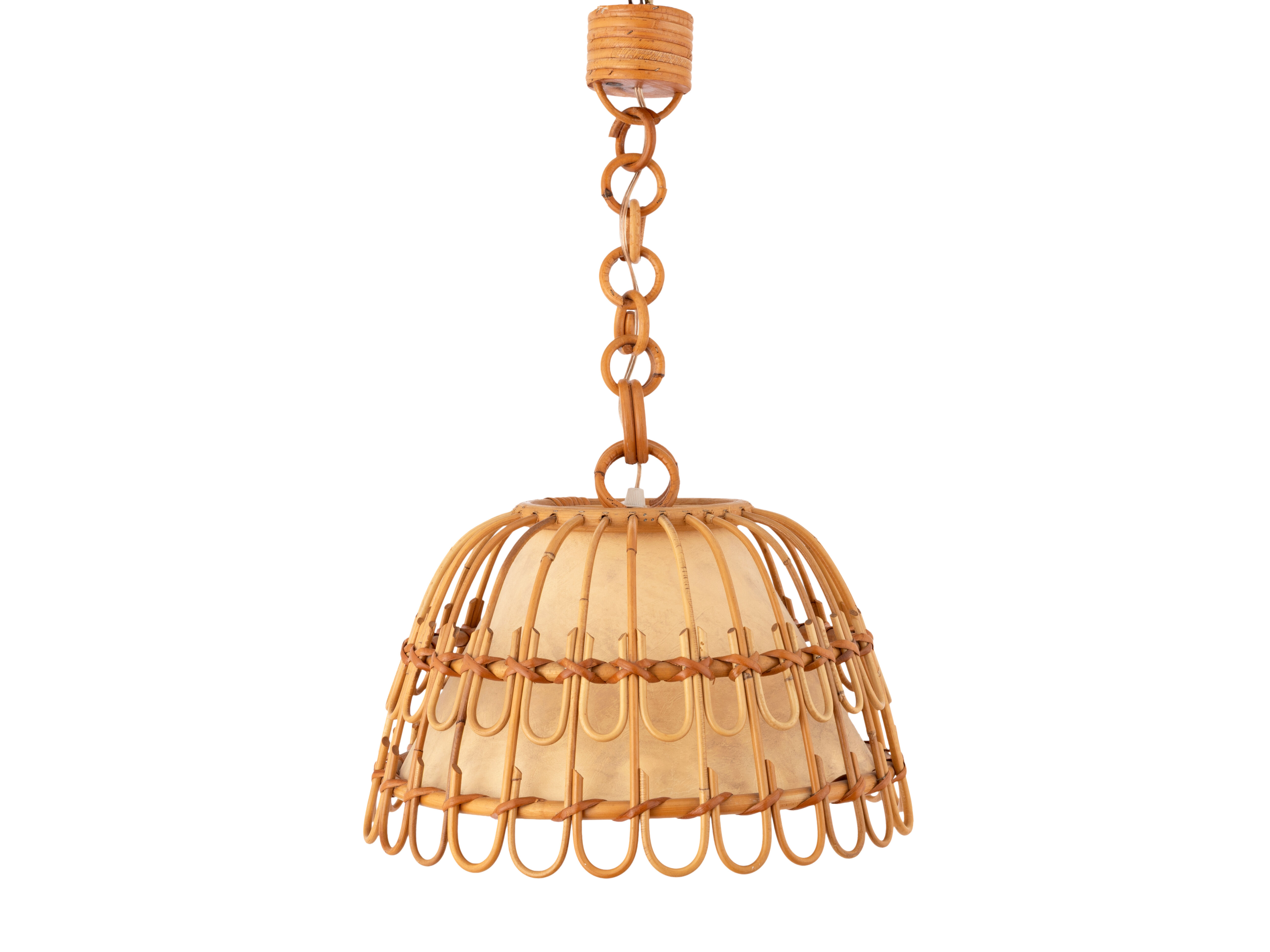 Mid-century Spanish rattan pendant lamp