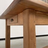 Solid pine table with its extension, 1950s
