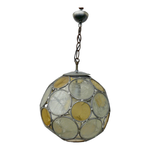Suspension globe vitrail vintage