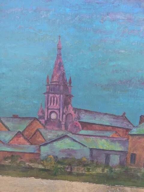 Oil on canvas paper view by day