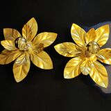 Golden wall leaf sconces