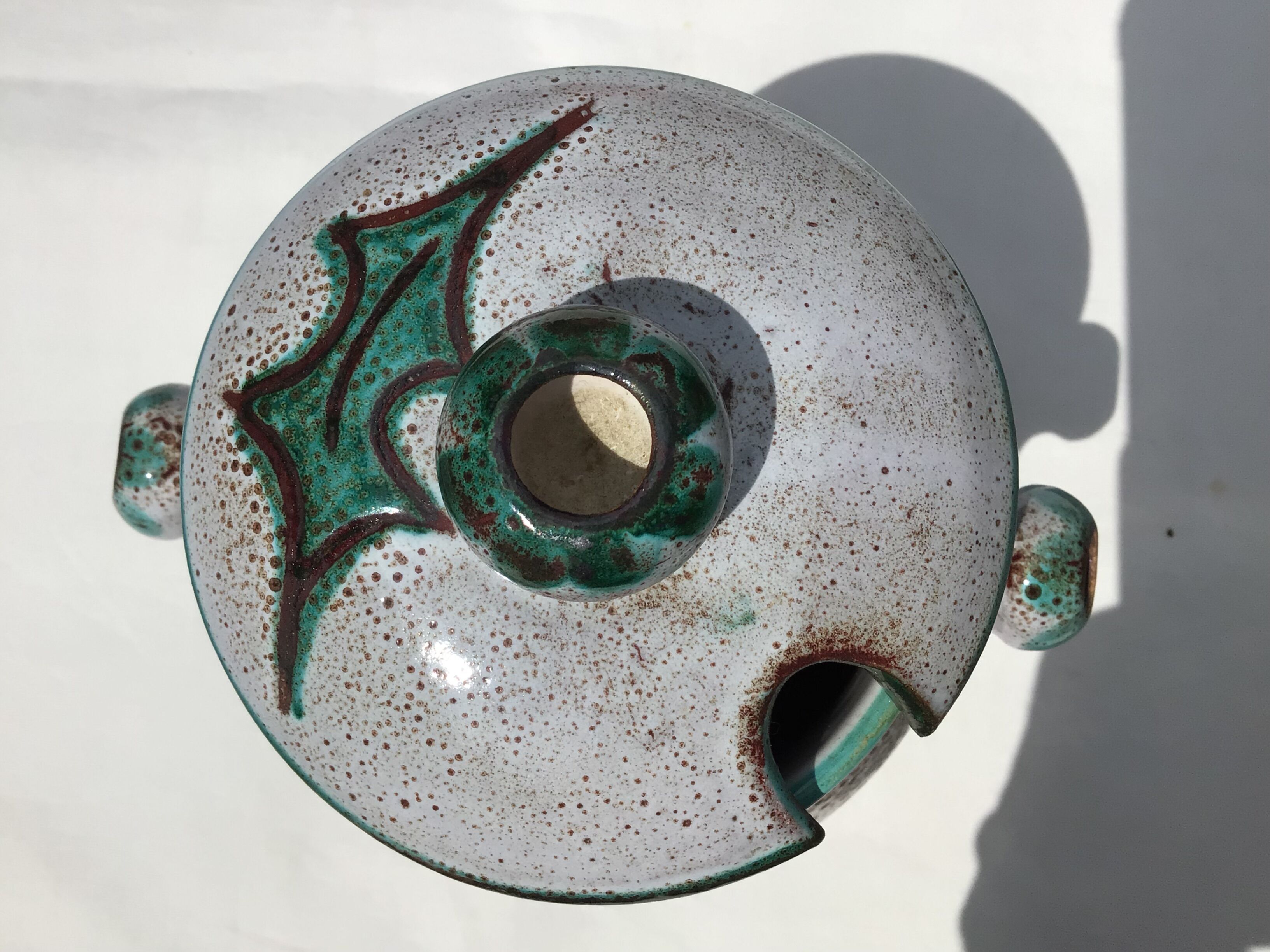 Vallauris Thistles covered pot for condiments