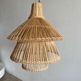 Rattan pendant lamp or light in the shape of an Asian lantern
