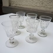 6 Antique Caton Style Crystal Stemmed Glasses H11 cm