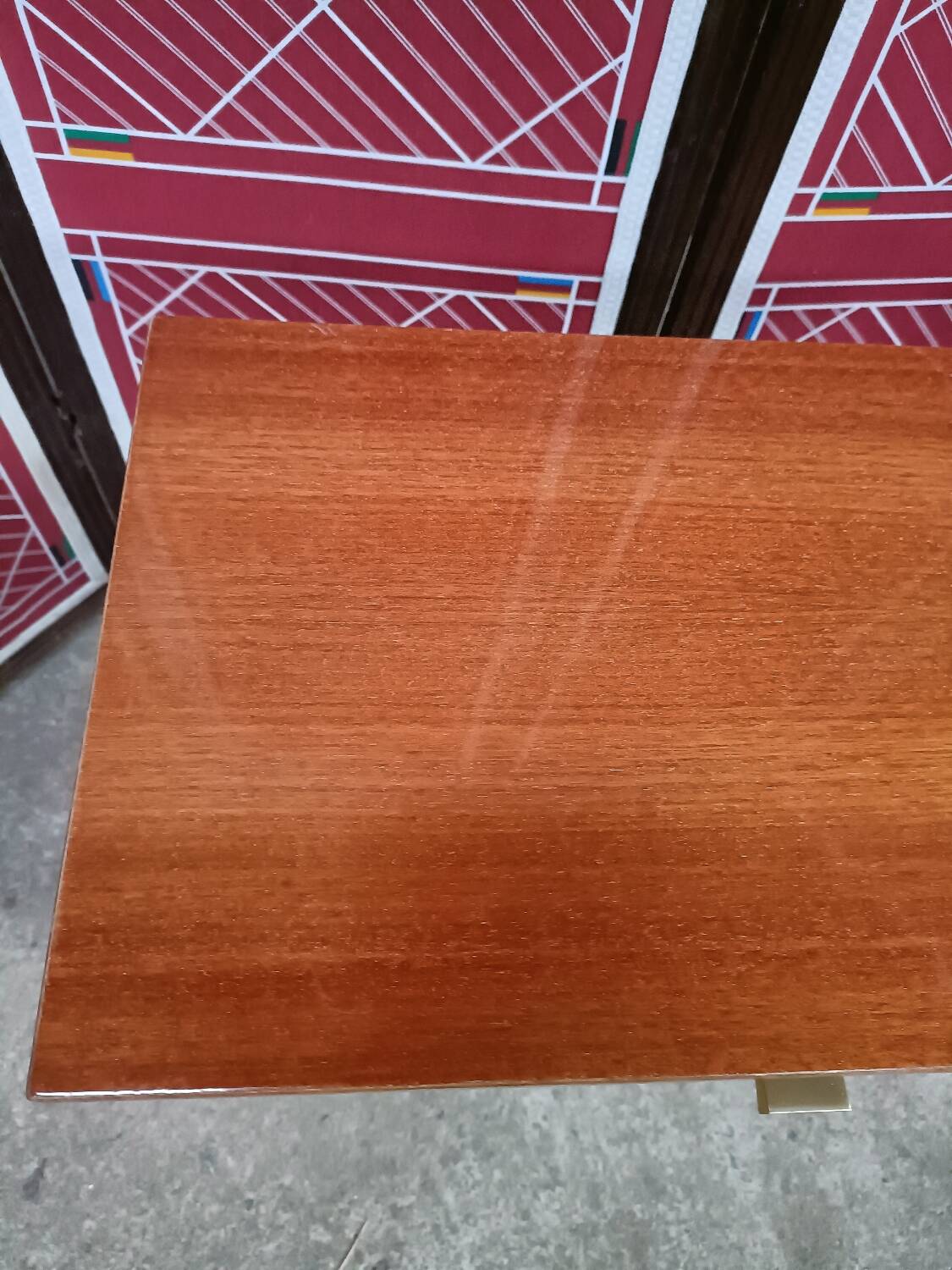 Vintage bedside table, mahogany veneer and tapered legs