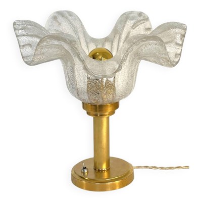 Lampe à poser ''Corolle'' – Verre de Murano Bullicante & Laiton patiné