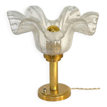 Table lamp "Corolle" – Murano Bullicante glass & patinated brass