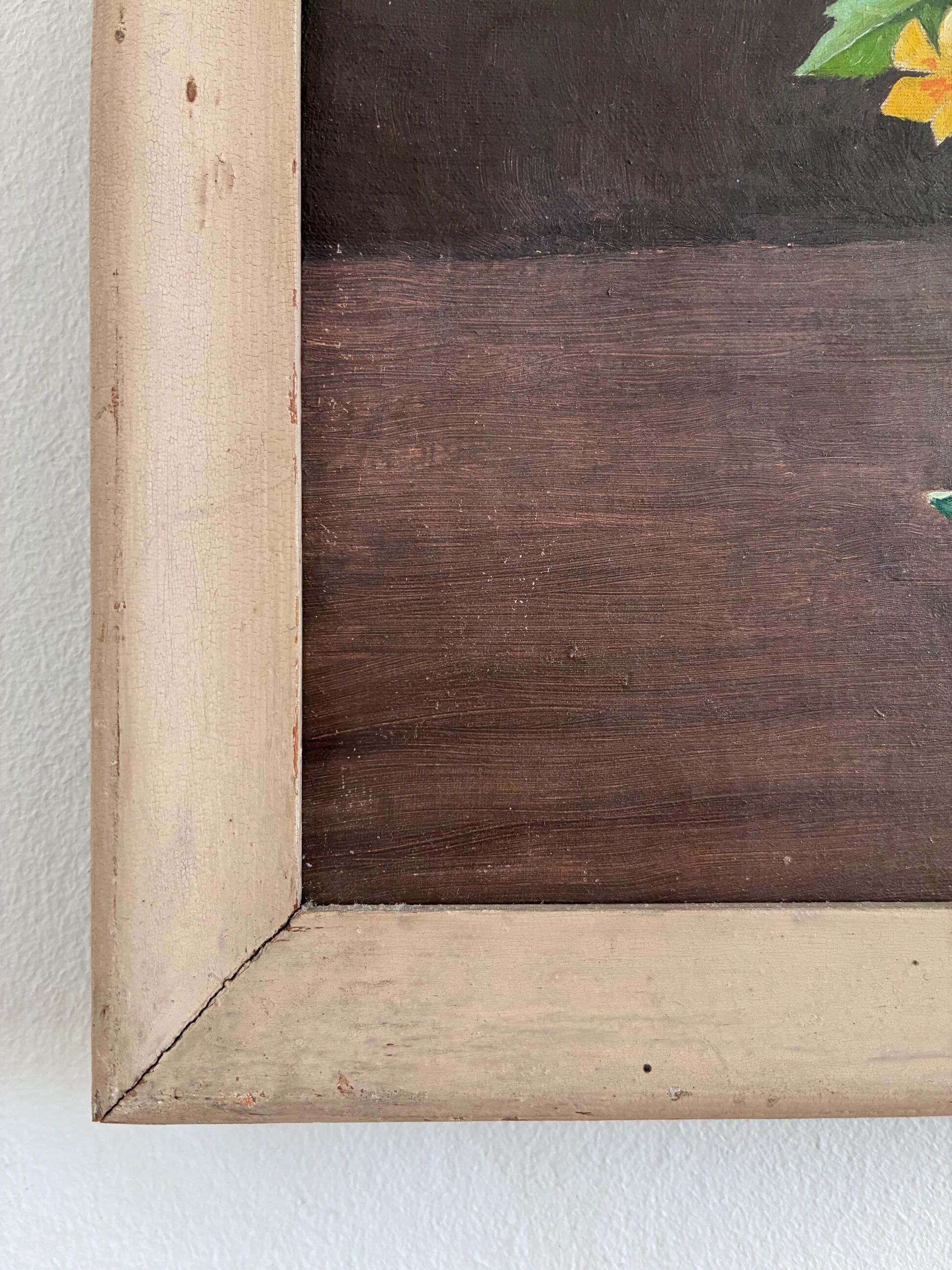 Set of vintage original flower oil paintings, flower still life pair