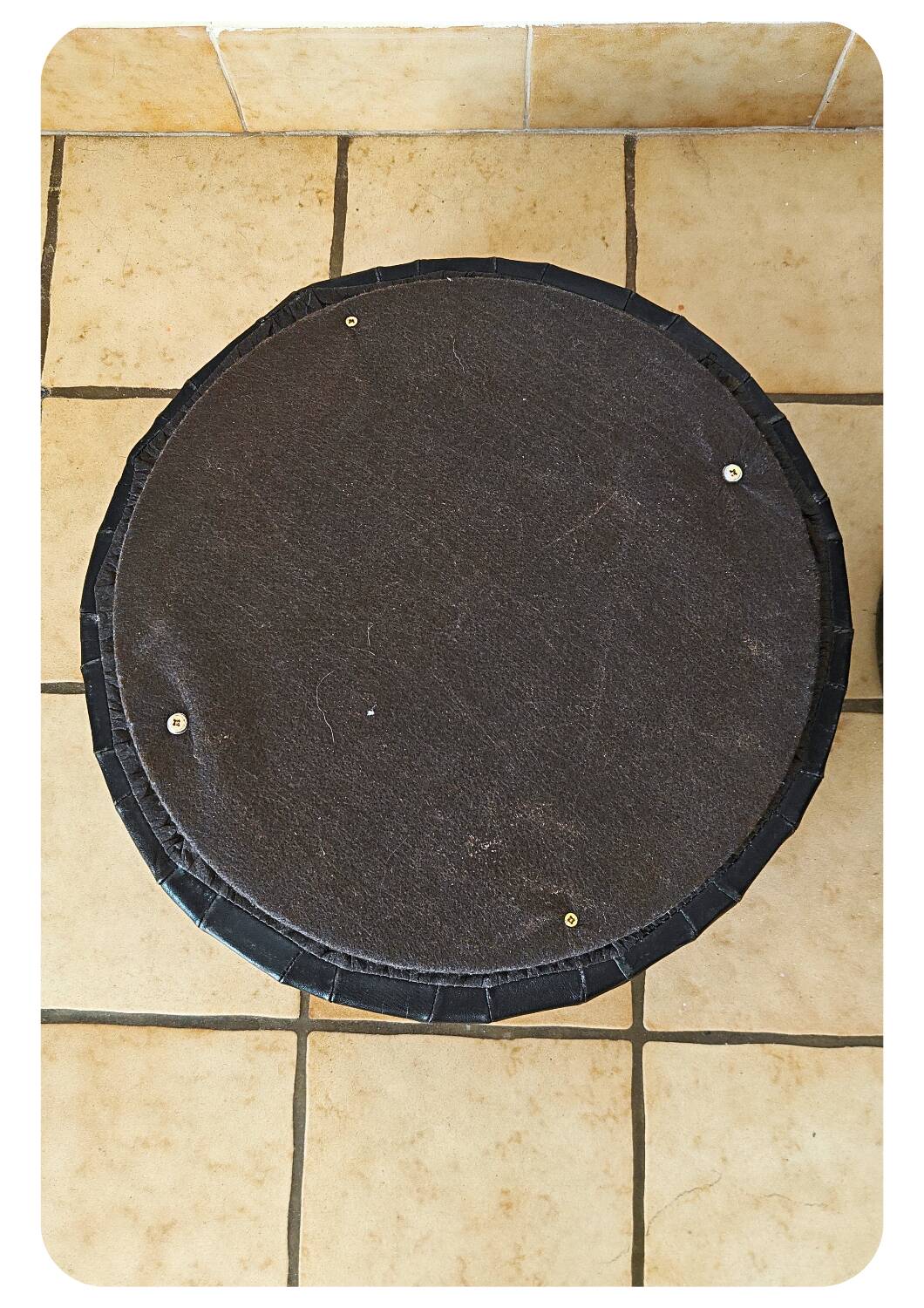 Pouf de rangement patchwork en cuir des années 1970