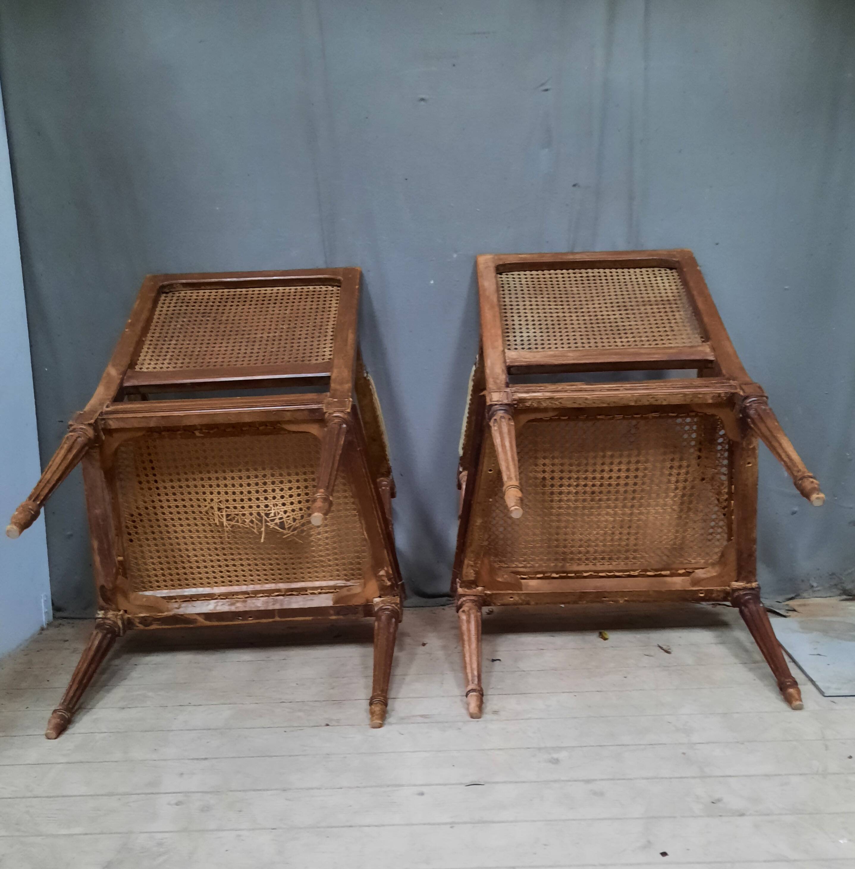 Pair of cane armchairs from the Louis XVI style