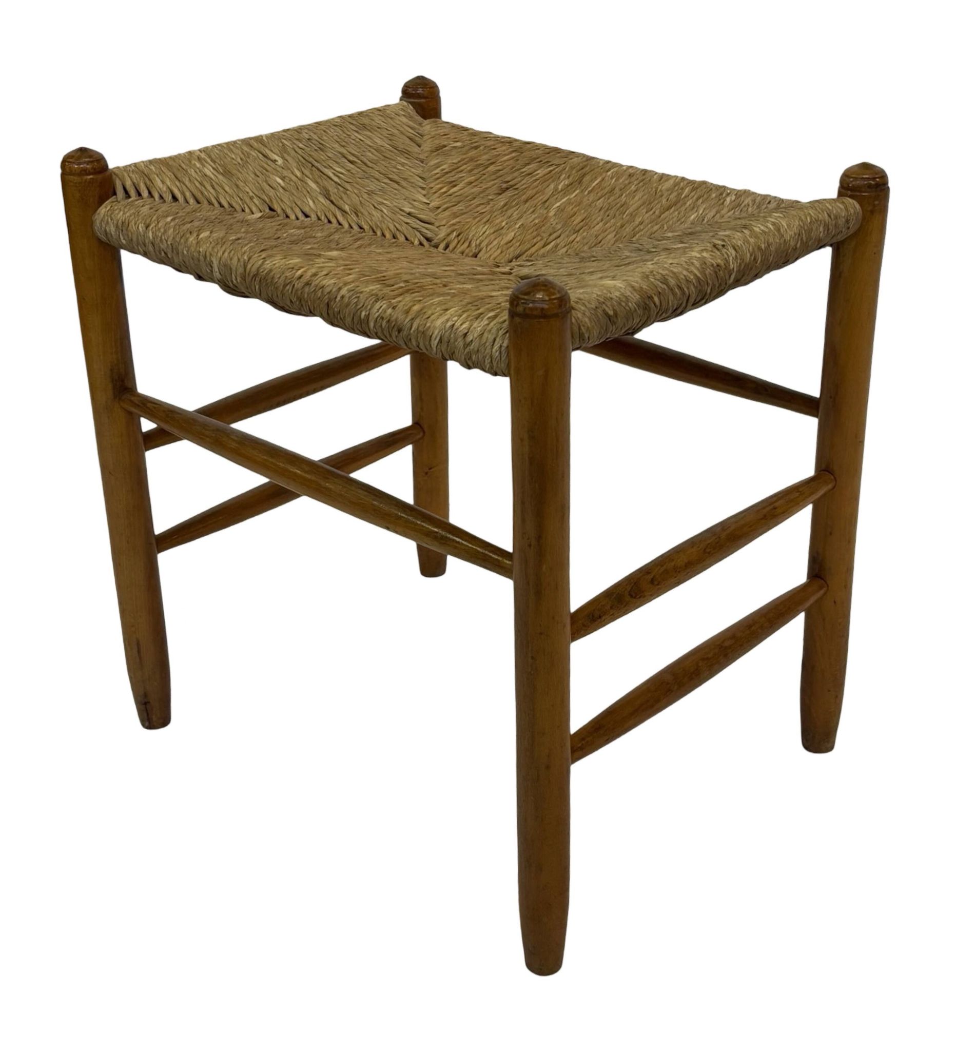 Tabouret vintage en corde de papier danois tabouret ottoman du milieu du siècle