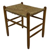 Tabouret vintage en corde de papier danois tabouret ottoman du milieu du siècle