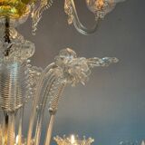 Murano Glass Venetian Chandelier, Colorless, Three Levels of Light