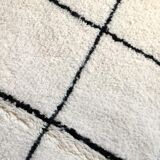 Moroccan Berber carpet blessed ouarain ecru with black checkers 315x202cm