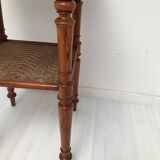 Guéridon table appoint en bois et osier vintage