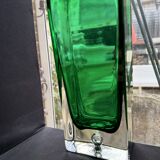 Rectangular vase in green sommerso glass