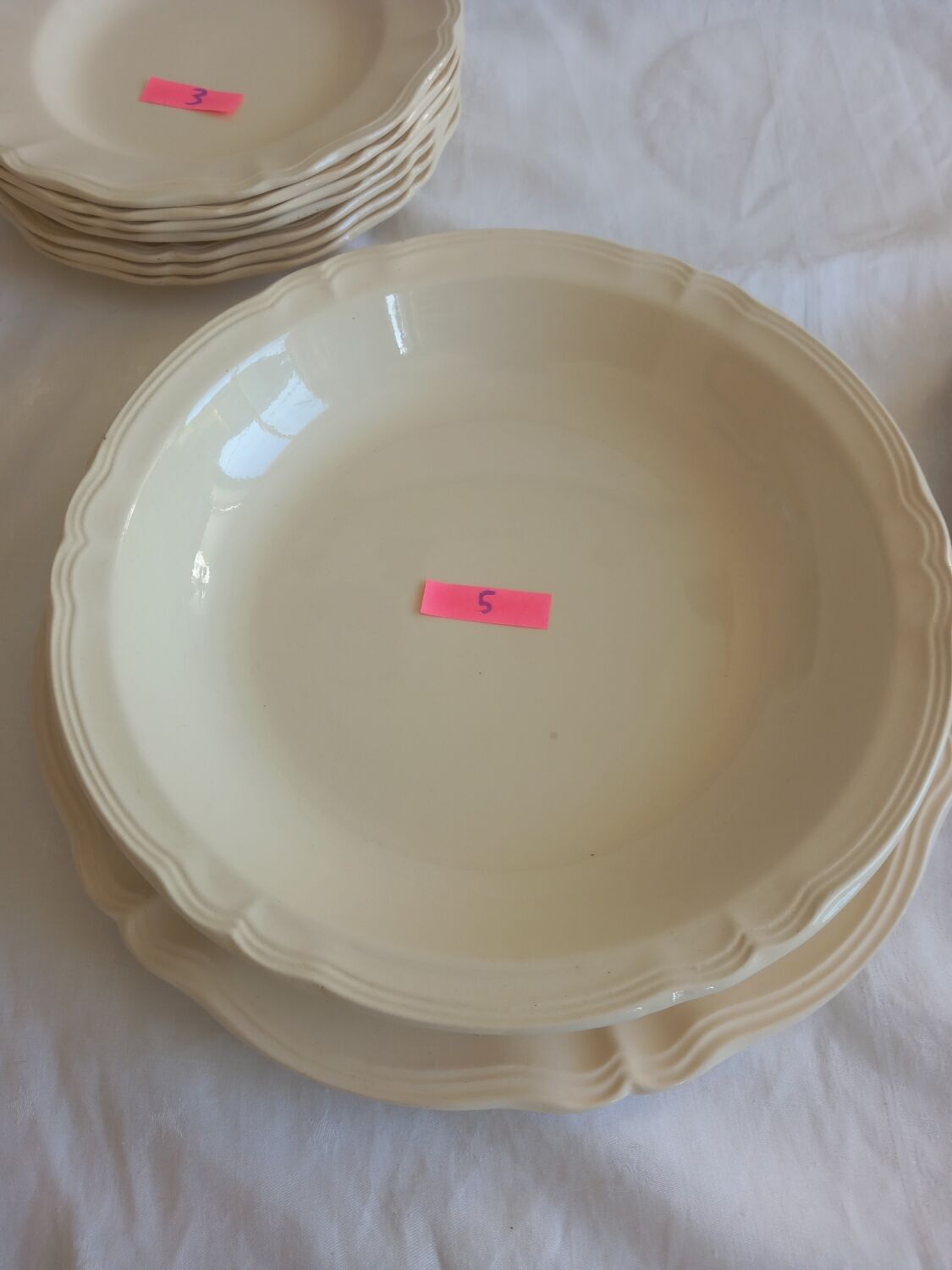 Old Sarreguemines Ivory Carved Service
