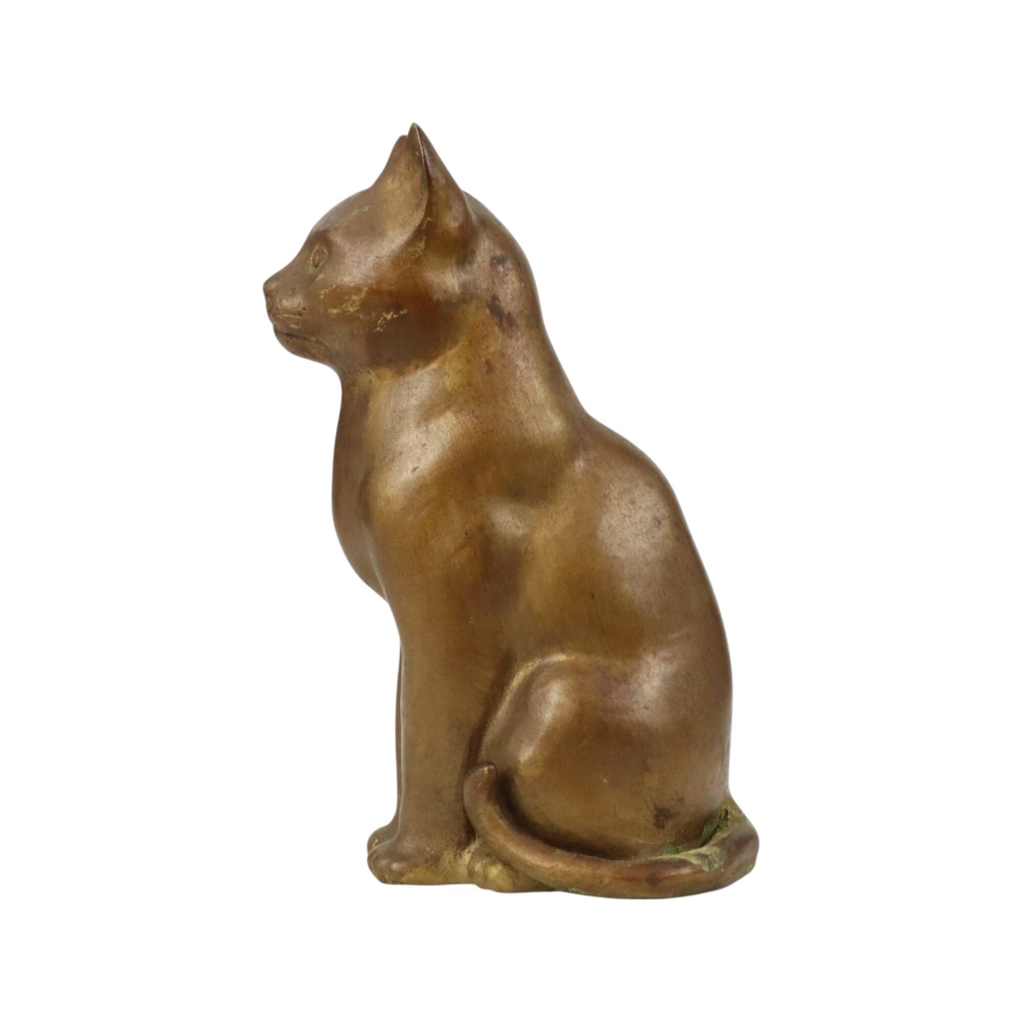 Vintage Cat Statue Bronze Sculpture Cat Decorative 24cm