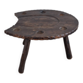 Table basse en forme de fer à cheval, sculptée à la main dans un style brutaliste, années 1960.