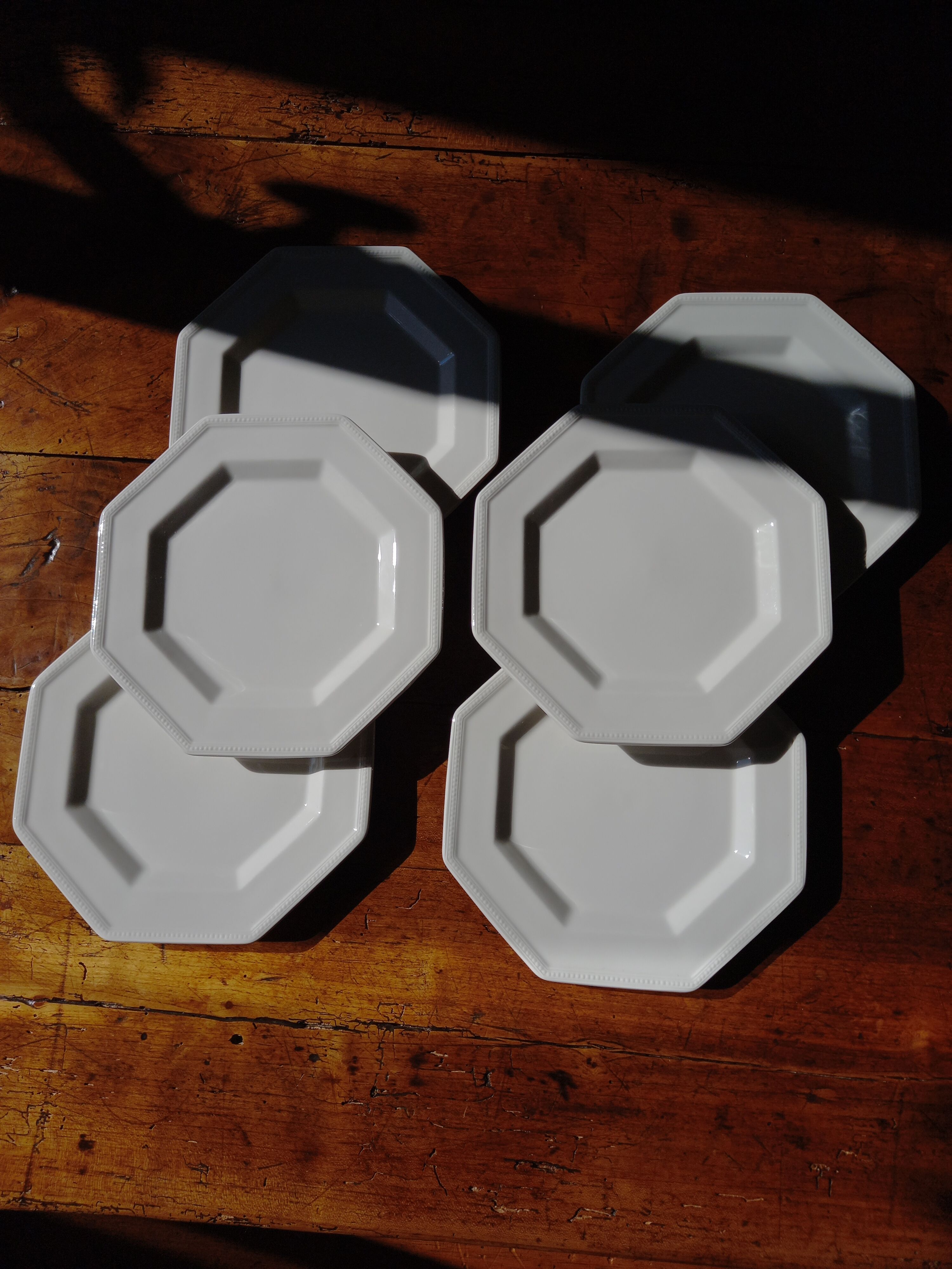 6 white octagonal dessert plates Johnson Brothers Heritage (ø 19.5 cm)
