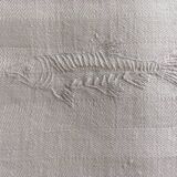 set of 6 19th damask linen napkins embroidered to a fish