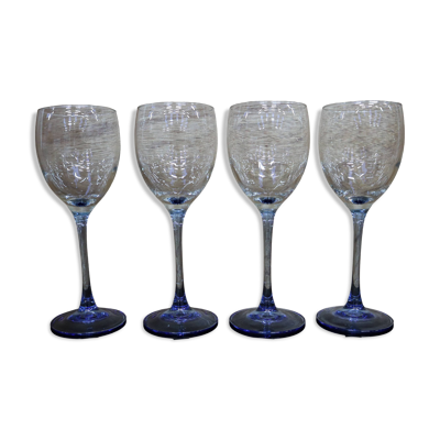 4 verres à vin rouge Luminarc à pied bleu Azur France
