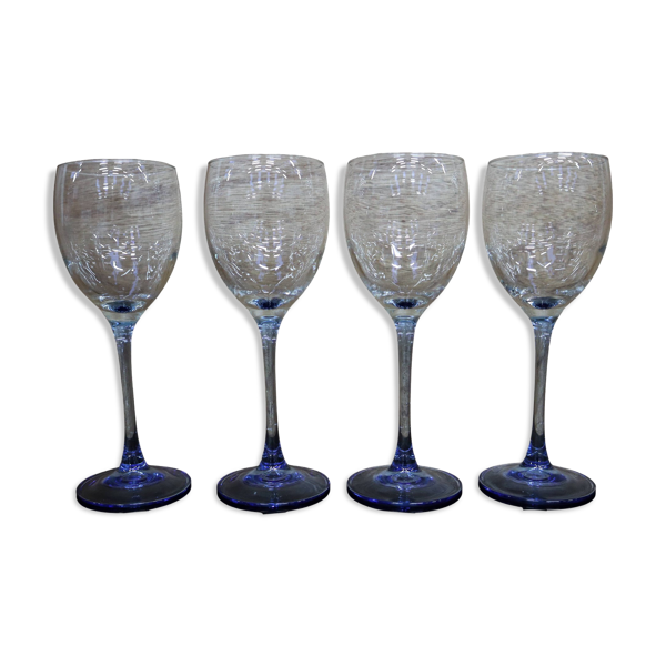 4 verres à vin rouge Luminarc à pied bleu Azur France